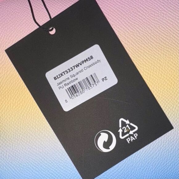 Juicy Couture Rainbow Tie-Dye Jasmine Squared Faux Leather Crossbody Bag & Charm - Picture 4 of 14